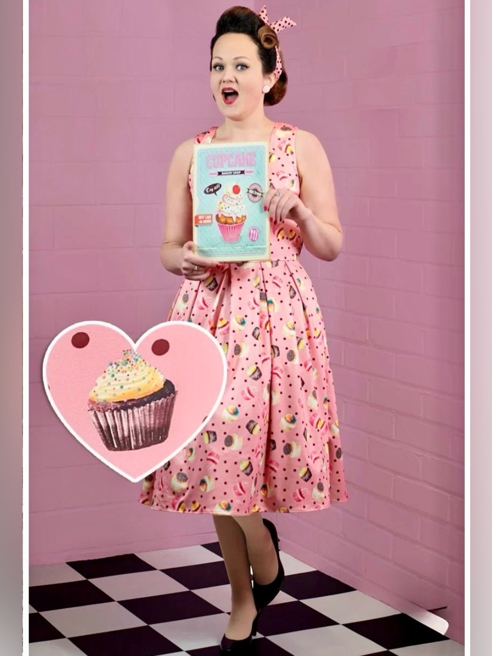NEW Dolly & Dotty cupcake Amanda retro 50’s pinup swing dress A-line rockabilly